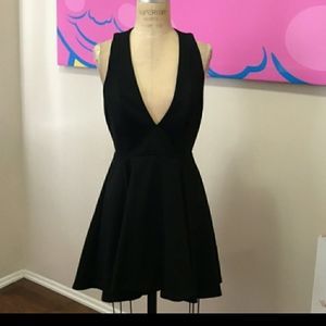 Angel Black Deep V Neck Dress